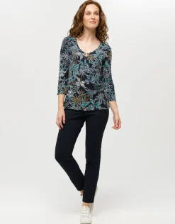 Online T-shirt imprimé bleu Hauts|T-shirts