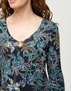 Online T-shirt imprimé bleu Hauts|T-shirts