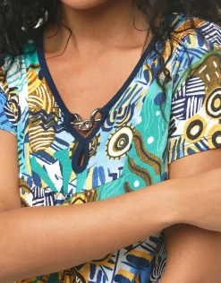 Hot T-shirt imprimé bleu T-shirts|Hauts