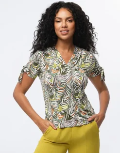Hot T-shirt imprimé kaki T-shirts|Hauts