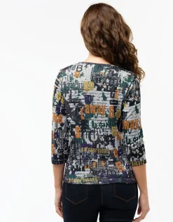 New T-shirt imprimé noir vert T-shirts|Hauts