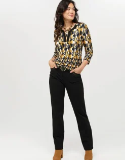 New T-shirt imprimé ocre T-shirts|Hauts