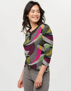 Sale T-shirt kaki rose motifs T-shirts|Hauts