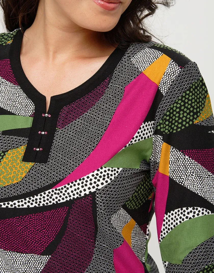 Sale T-shirt kaki rose motifs T-shirts|Hauts
