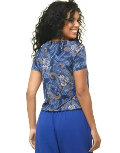 Online T-shirt maille bleu T-shirts|Hauts