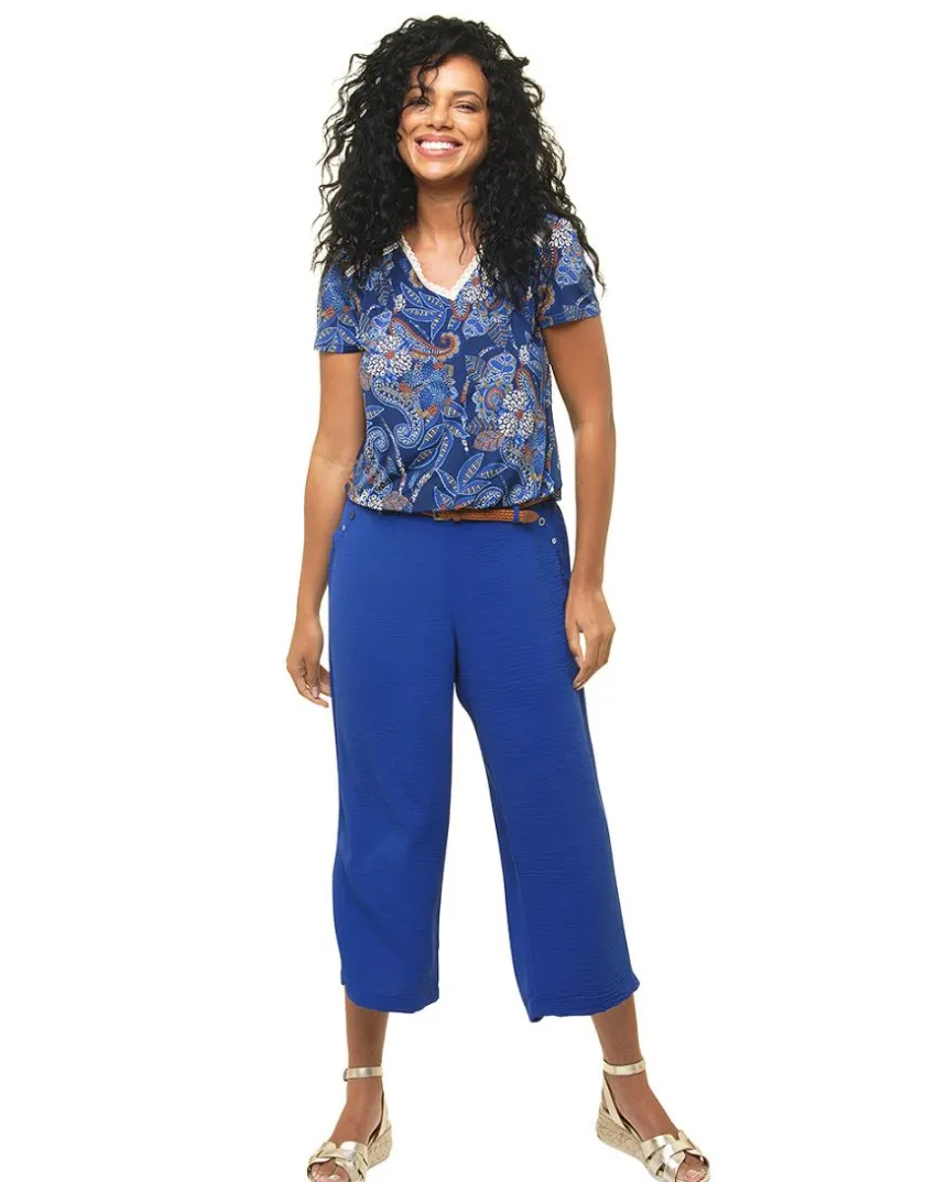 Online T-shirt maille bleu T-shirts|Hauts