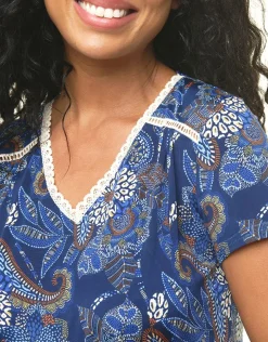Online T-shirt maille bleu T-shirts|Hauts