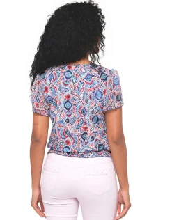 New T-shirt motif bleu T-shirts|Hauts