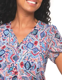 New T-shirt motif bleu T-shirts|Hauts