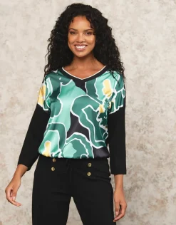 Clearance T-shirt motif vert noir T-shirts|Hauts
