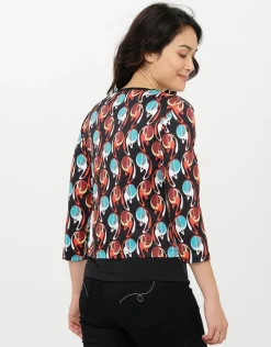 New T-shirt noir à motifs T-shirts|Hauts