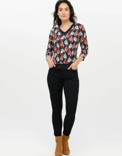 New T-shirt noir à motifs T-shirts|Hauts