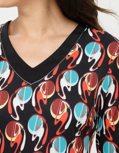 New T-shirt noir à motifs T-shirts|Hauts