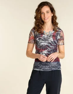 Fashion T-shirt noir en résille T-shirts|Hauts