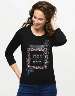Hot T-shirt noir imprimé T-shirts|Hauts