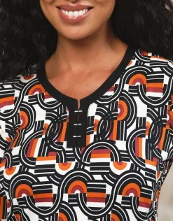 Clearance T-shirt noir orange motif T-shirts|Hauts