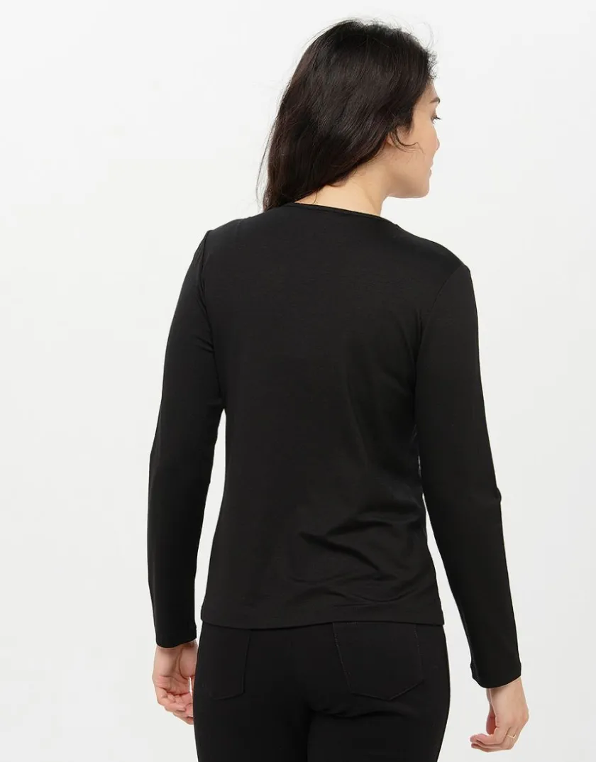 Fashion T-shirt noir sequins T-shirts|Hauts