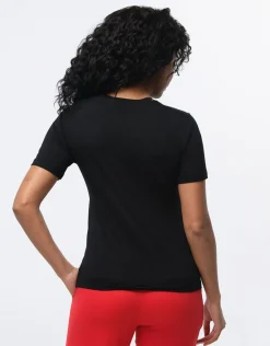 Outlet T-shirt noir sérigraphie T-shirts|Hauts