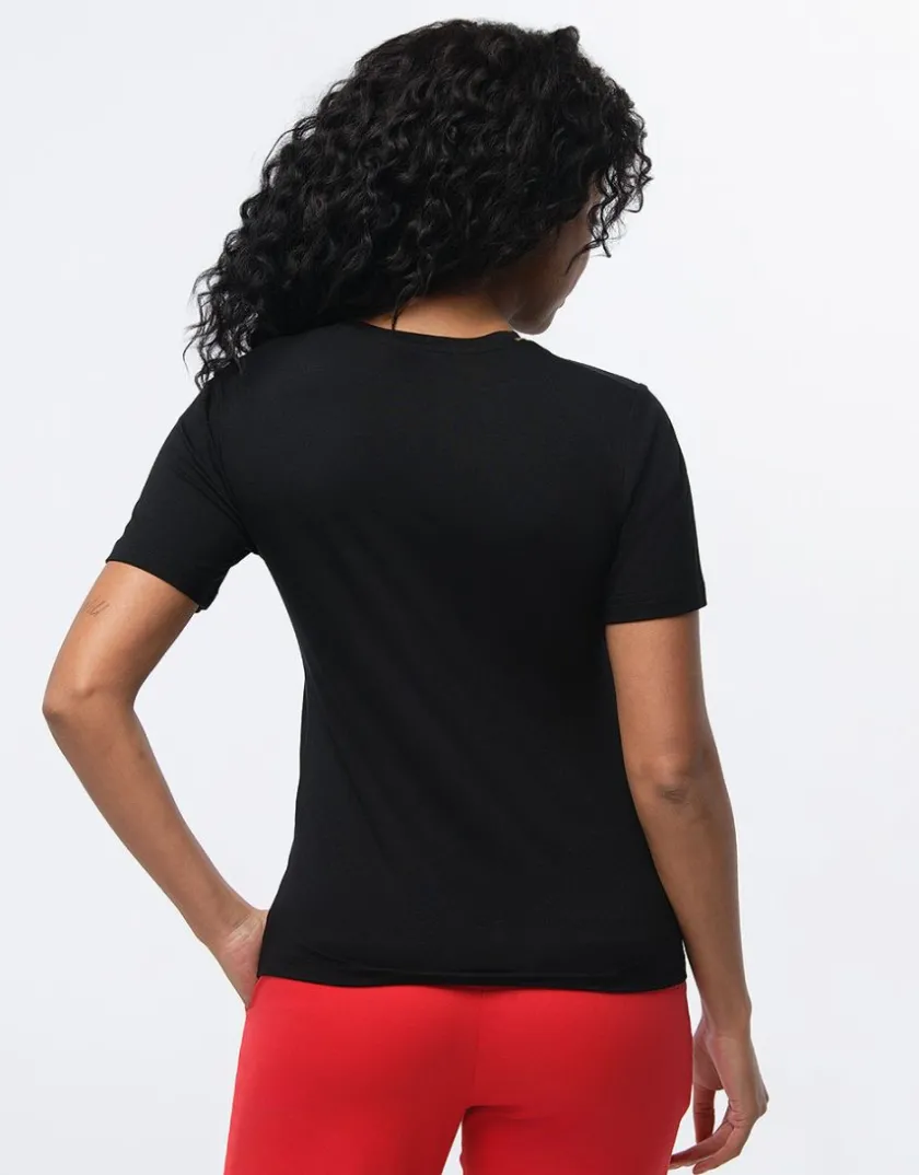 Outlet T-shirt noir sérigraphie T-shirts|Hauts