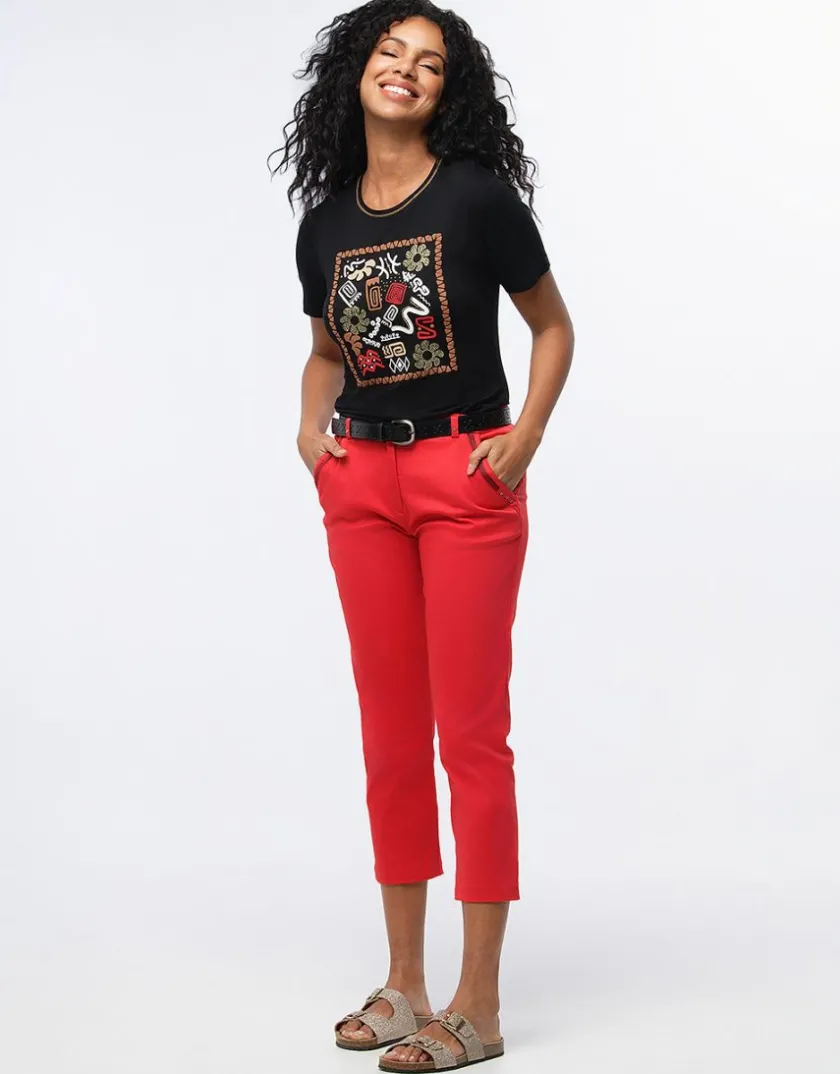 Outlet T-shirt noir sérigraphie T-shirts|Hauts