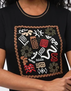 Outlet T-shirt noir sérigraphie T-shirts|Hauts