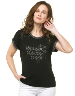 Clearance T-shirt noir strass T-shirts|Hauts