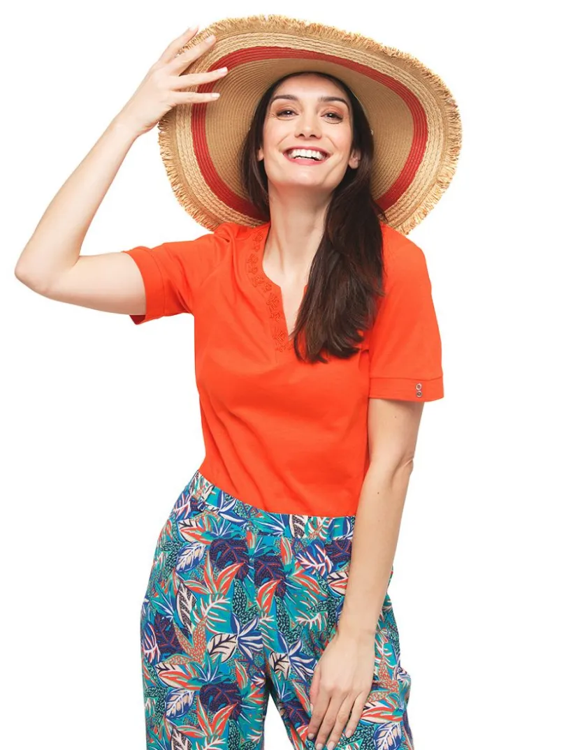 Online T-shirt orange coton T-shirts|Hauts