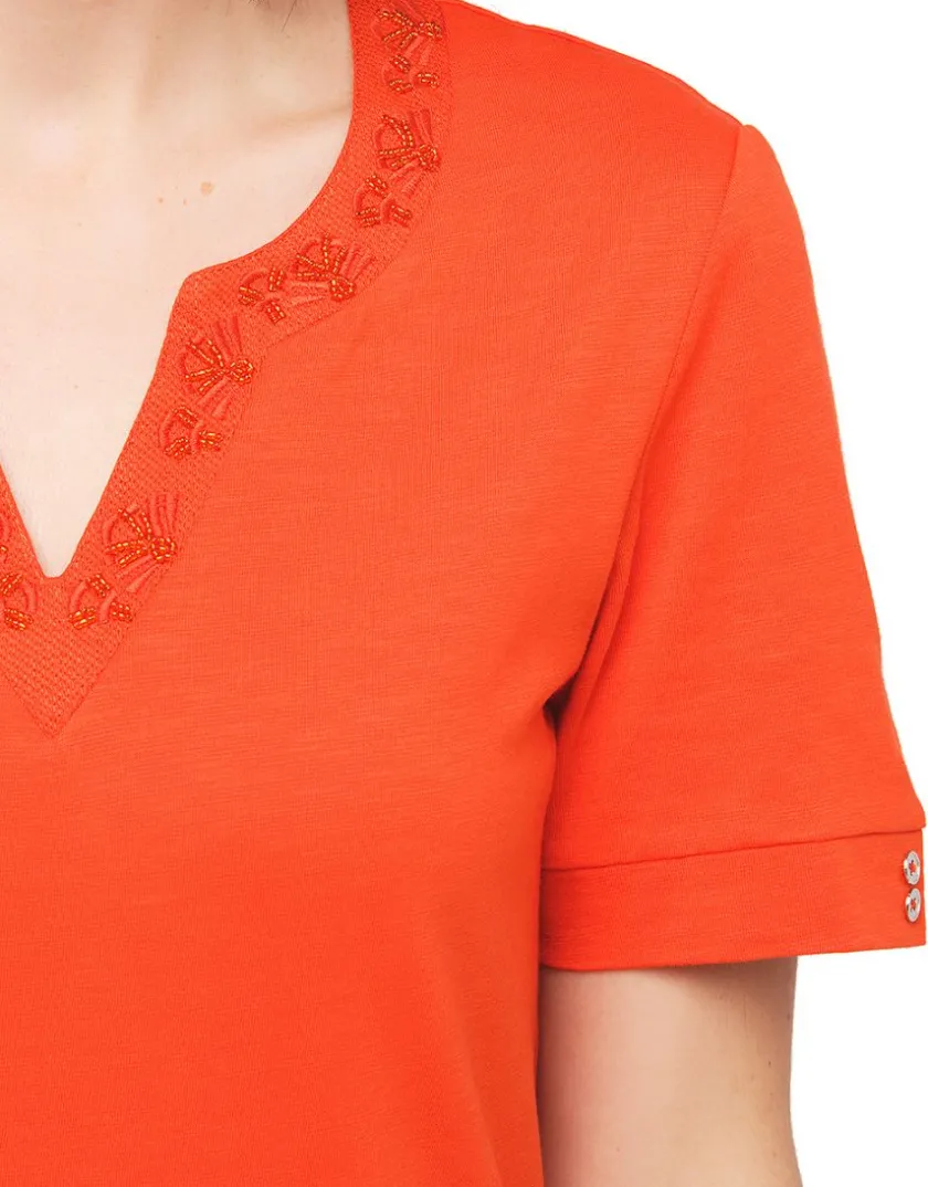 Online T-shirt orange coton T-shirts|Hauts