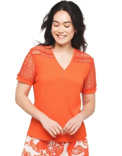Sale T-shirt orange créponné Chemisiers & Blouses|Hauts
