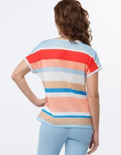 Fashion T-shirt rayé multicolore T-shirts|Hauts