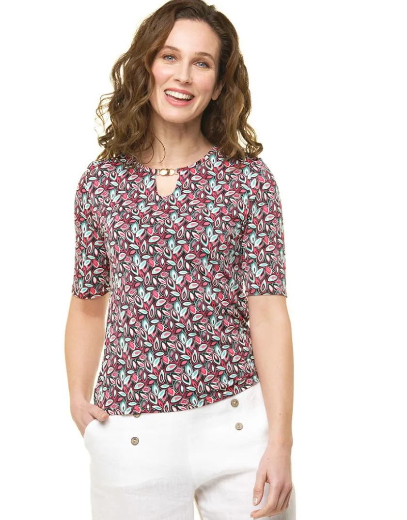 Sale T-shirt rose imprimé T-shirts|Hauts