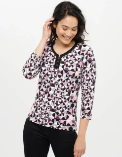 New T-shirt rose noir motifs T-shirts|Hauts