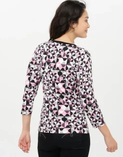 New T-shirt rose noir motifs T-shirts|Hauts