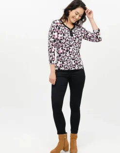 New T-shirt rose noir motifs T-shirts|Hauts