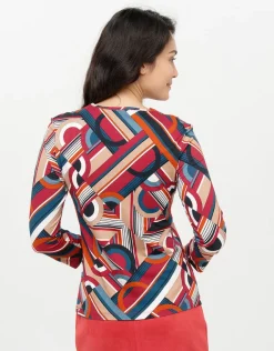 Clearance T-shirt rouge géométrique T-shirts|Hauts