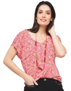 New T-shirt rouge imprimé T-shirts|Hauts
