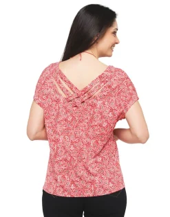 New T-shirt rouge imprimé T-shirts|Hauts