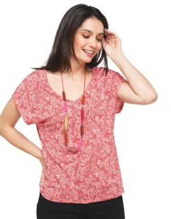 New T-shirt rouge imprimé T-shirts|Hauts