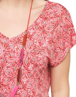 New T-shirt rouge imprimé T-shirts|Hauts
