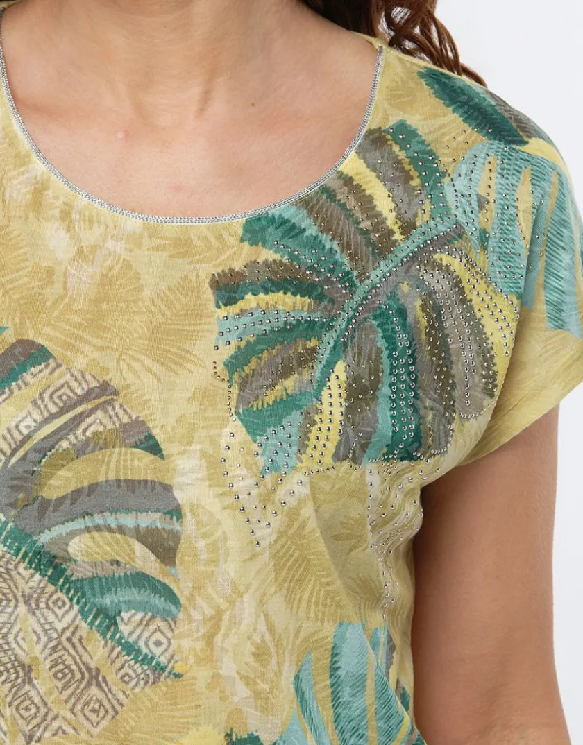 Online T-shirt vert anis motif T-shirts|Hauts
