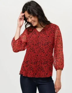 Sale Tunique plissée rouge Chemisiers & Blouses|Hauts