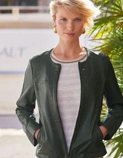 Best Veste 100% cuir kaki Vestes|Casual