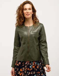 Best Veste 100% cuir kaki Vestes|Casual