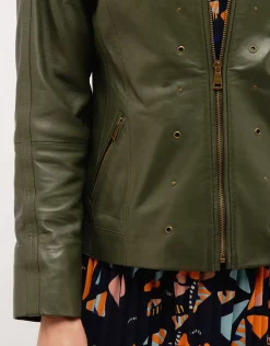 Best Veste 100% cuir kaki Vestes|Casual