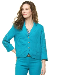 Sale Veste 100% lin bleu Habillées|Vestes