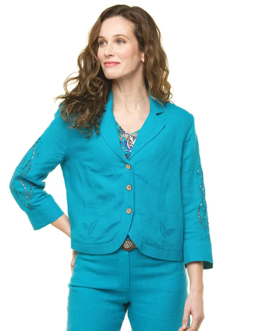 Sale Veste 100% lin bleu Habillées|Vestes