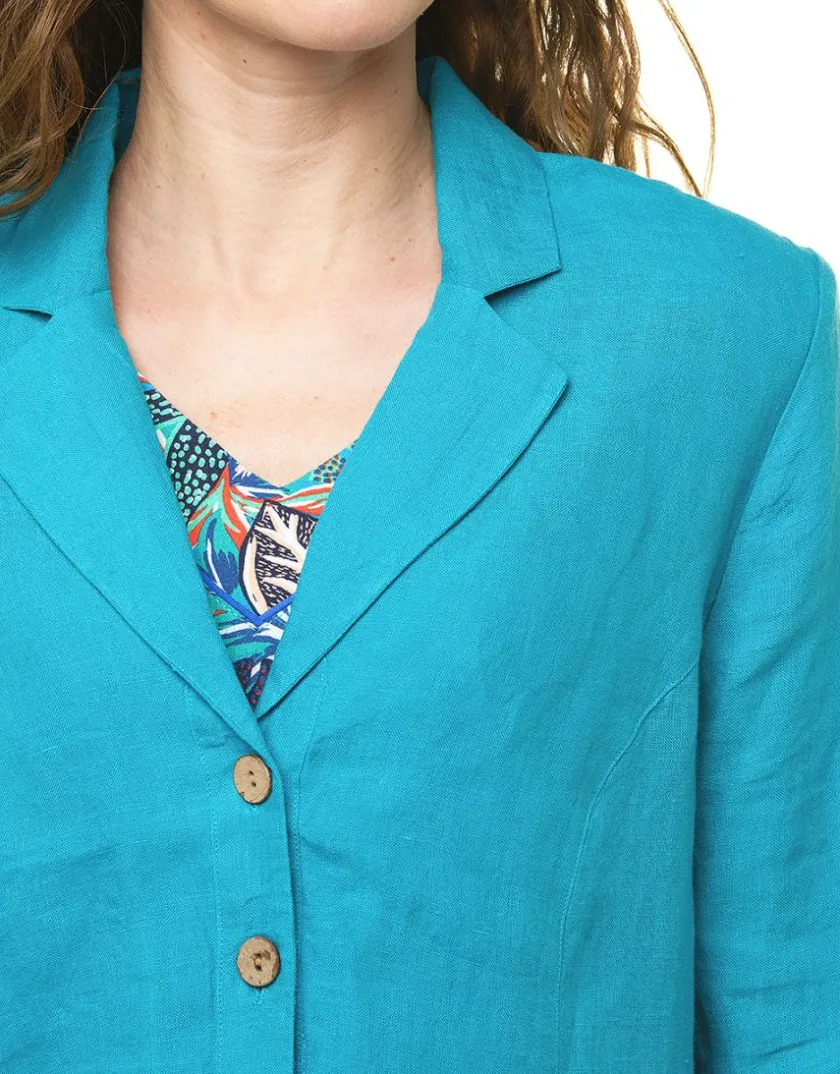 Sale Veste 100% lin bleu Habillées|Vestes