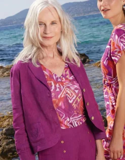 Discount Veste 100% lin violet Habillées|Vestes
