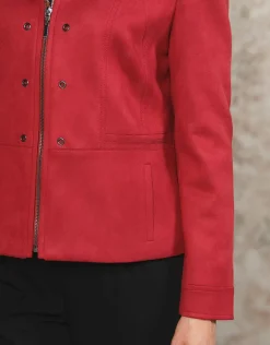 Hot Veste aspect daim rouge Habillées|Vestes