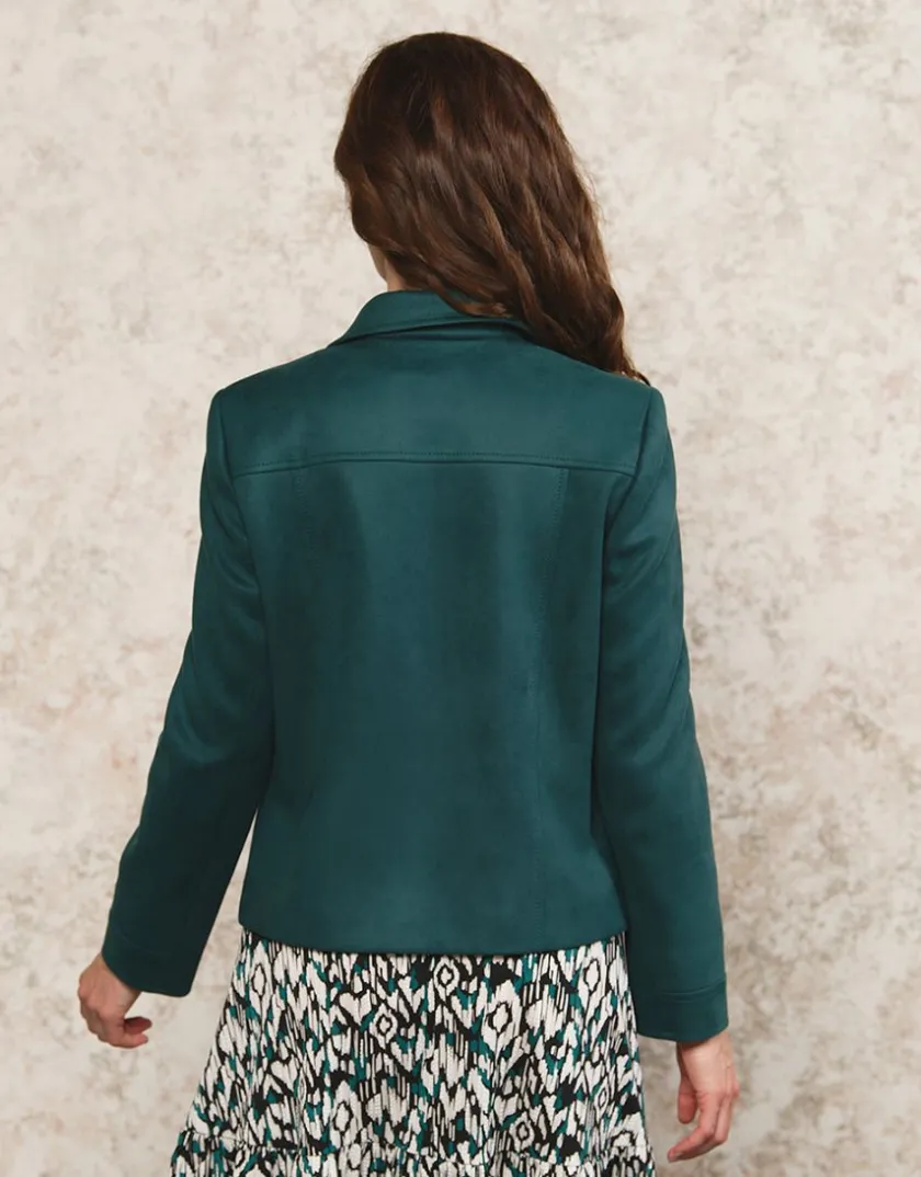 Online Veste aspect suédine vert Habillées|Vestes